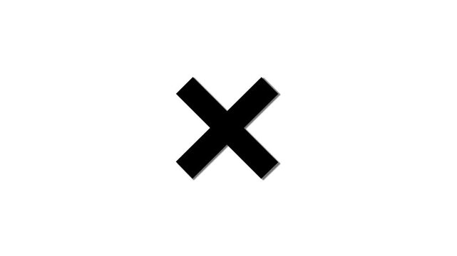 Cross mark animation, incorrect symbol, transparent background, 4K video