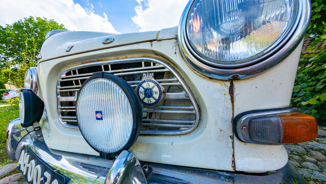 Front view of Volvo 123 GT Amazon classic car in Norg Netherlands, 06.06.2026 