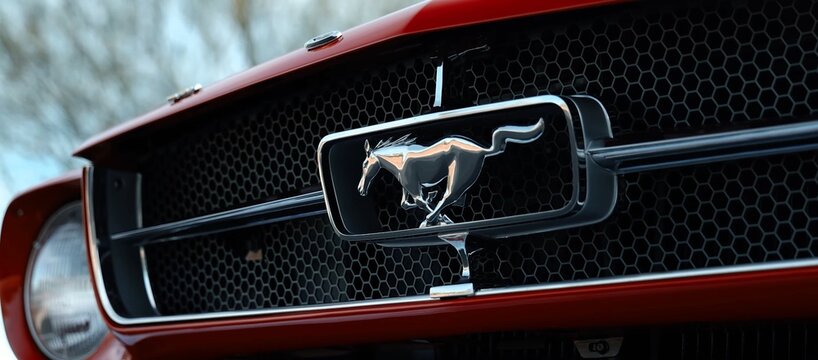 1964 Ford Mustang, legend super car, American car. vintage car headlight
