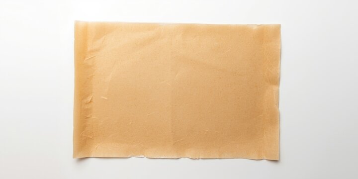 Sheet of thin beige wax paper on a white background