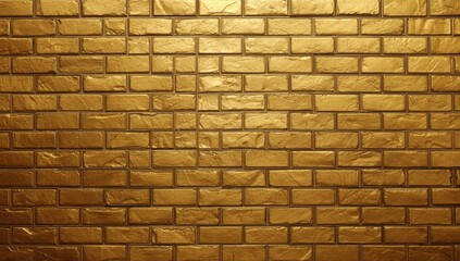 Fototapeta premium Textured gold brick wall in a uniform pattern