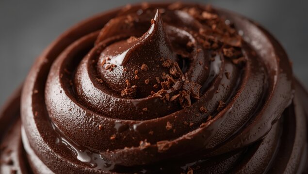 Silky rich dark chocolate frosting with glossy dessert appeal