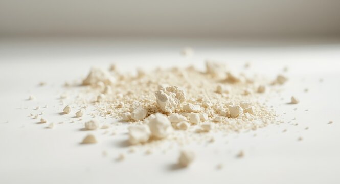Natural mineral zeolite granules for cat litter on white surface