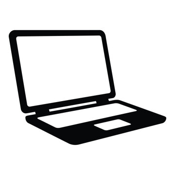 Simple black and white laptop icon illustration