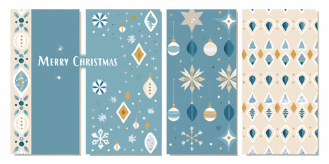 Floral ornament patterns for greeting cards vector illustration in blue and beige © Indira