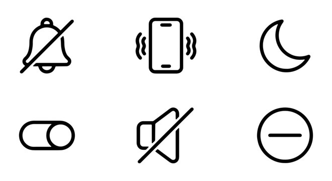 Minimalist Icon Set: Mute, Vibrate, Moon, Toggle, Speaker, Minus