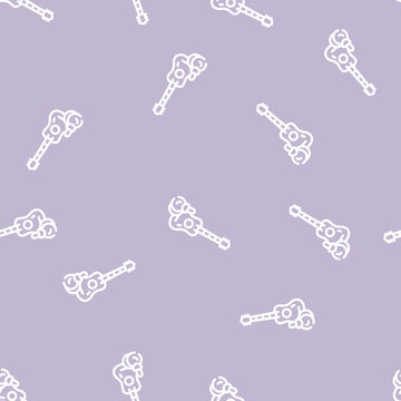 guitar and castanets line seamless pattern guitar and castanets thin line illustration