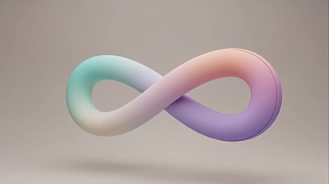 A smooth gradient infinity symbol floats against a neutral background