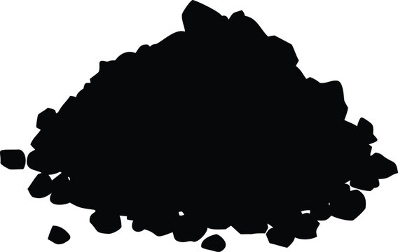 Coal pile isolated vector silhouette illustration. Black mineral stack on transparent background.
