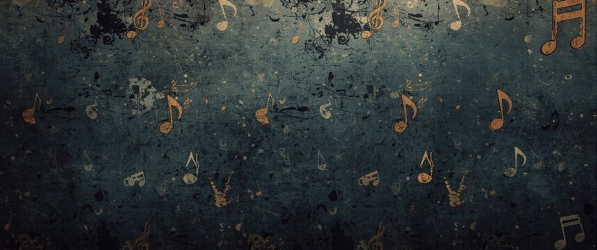 Musical notes pattern on a textured background