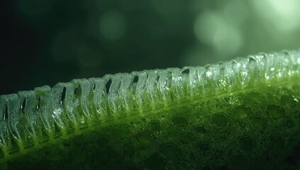 Fototapeta premium Thin plant tissue layer demonstrating stomata presence and copyspace section