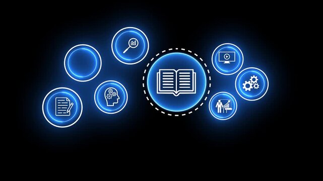 Online education concept. Digital courses to develop new skills. training and e-learning webinar on internet for personal development and professional qualifications4k video animation .