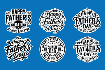 Fototapeta premium Happy fathers day typography labels