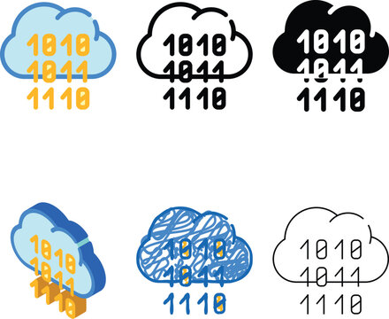programming binary code cloud storage color icon vector. programming binary code cloud storage sign. styleset isolated symbol illustration