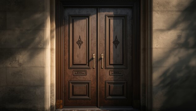 Traditional metal entry door with retro vintage appeal
