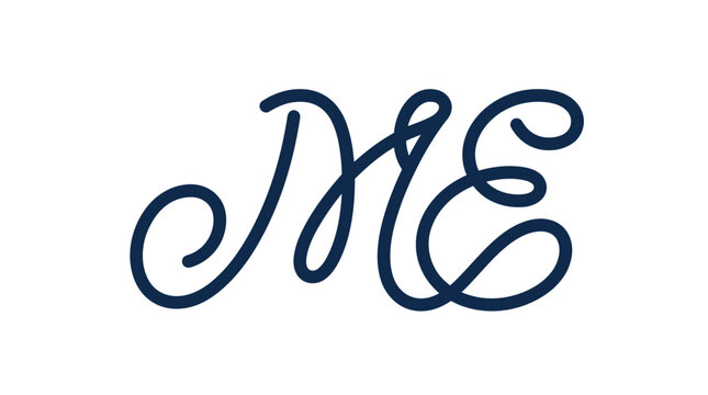 Elegant script monogram featuring the letters me
