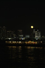 Obraz premium Moon above the Tokyo skyline at night, Japan