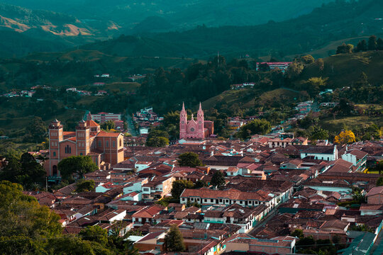 Panorama of the little town of Jeric&oacute; near to Medell&iacute;n