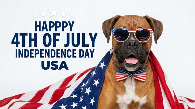 Happy 4th of july independence day usa celebration with patriotic dog