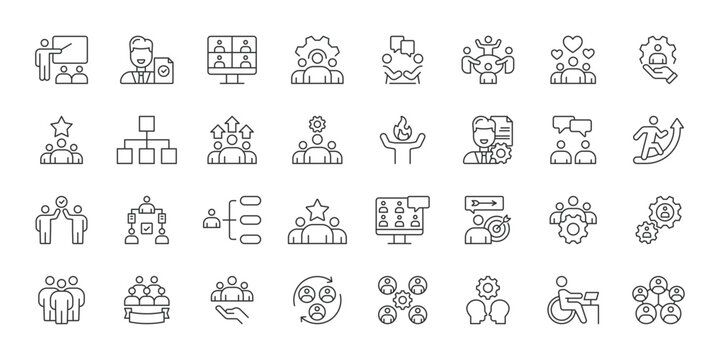 Employee Onboarding icons in line design. employee, onboarding, training, workplace, orientation, team, integration on white background vector. Employee Onboarding editable stroke icon