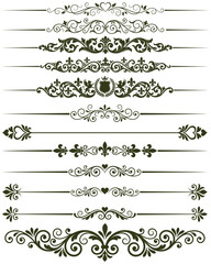 Decorative floral dividers collection with classic scrolls fleur de lis and heart motifs. © MdFazar
