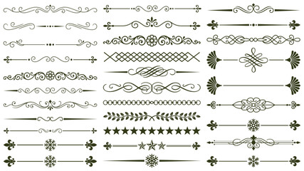 Vintage ornamental dividers collection with floral borders decorative design elements set. © MdFazar