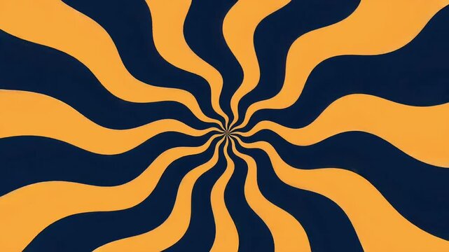 Abstract Radial Sunburst Pattern with Wavy Swirling Rays Pulsing Outward in Seamless Retro Hypnotic Motion Loop