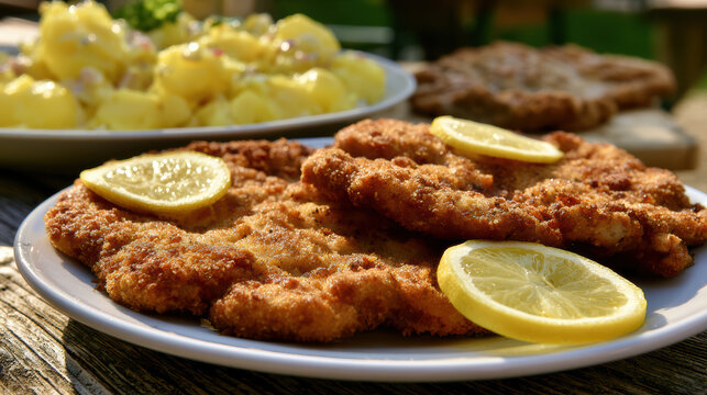 crispy german schnitzel food photography