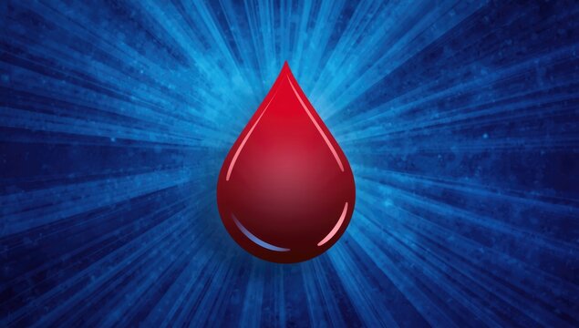 Red drop on a blue radial background