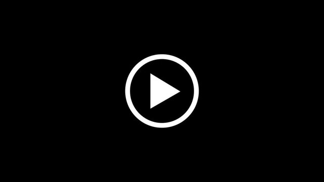 Minimal White Play Button Icon Vector on Media Player Video Audio Minimal Black Background 4K Video.