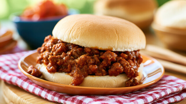 high fidelity american sloppy joe burger food photography