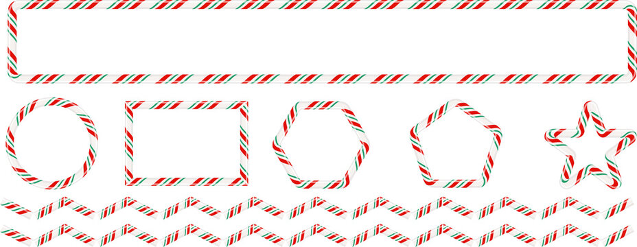 Christmas Candy Cane Borders and Frames Collection for Festive Design