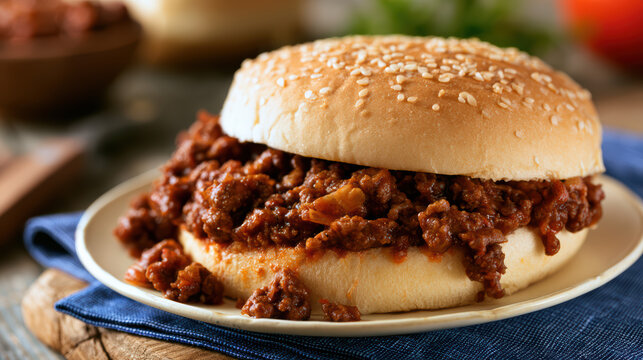 scrumptious american sloppy joe sandwich with seasoning