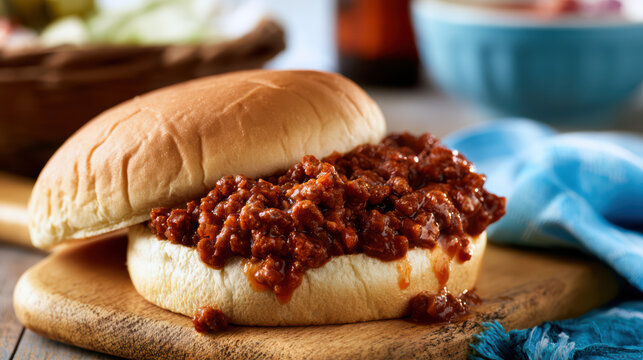 high fidelity american sloppy joe sandwich food photography