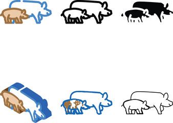 pig piglets farm color icon simplified vector. pig piglets farm sign. isolated symbol illustration © sevector