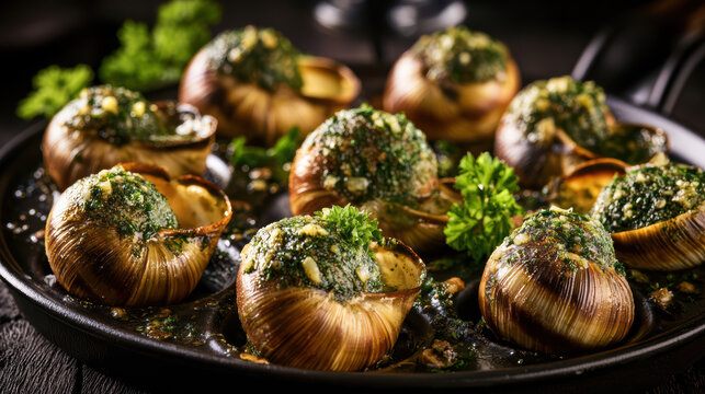 baked french escargot with herbs and garlic butter
