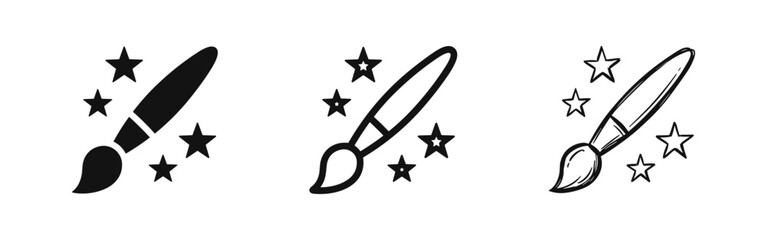 Magic brush tool icon set, design and creativity symbol © drawing lines