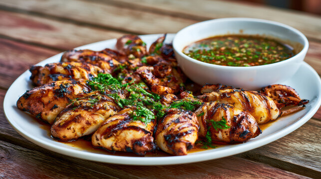 thai grilled squid photo with high fidelity detail
