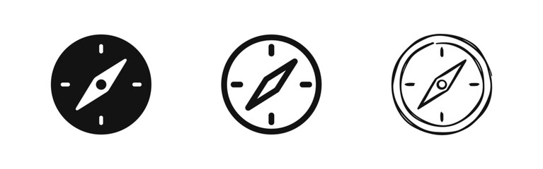Navigation Compass Direction Icons Set © drawing lines