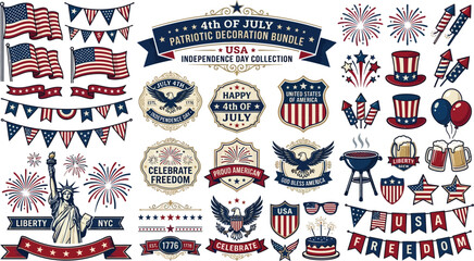 Happy independence day 250th anniversary usa patriotic decoration bundle with statue of liberty © Muslim