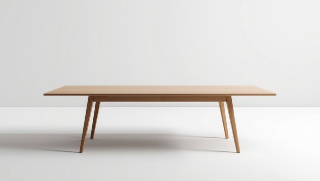 Modern wooden dining table isolated on a pure white backdrop