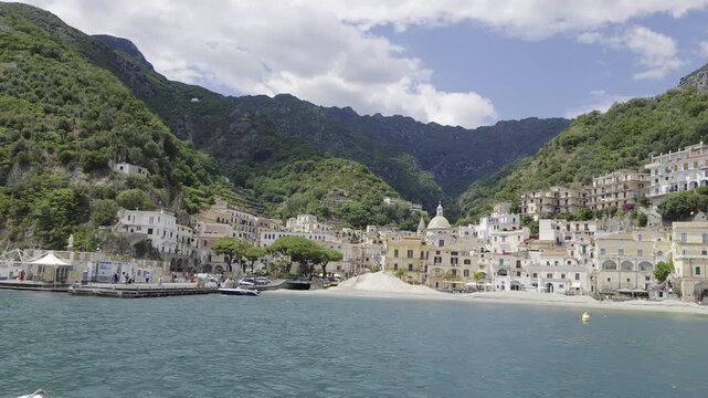 Panoramic view of Cetara, a town on the Amalfi Coast in Italy.