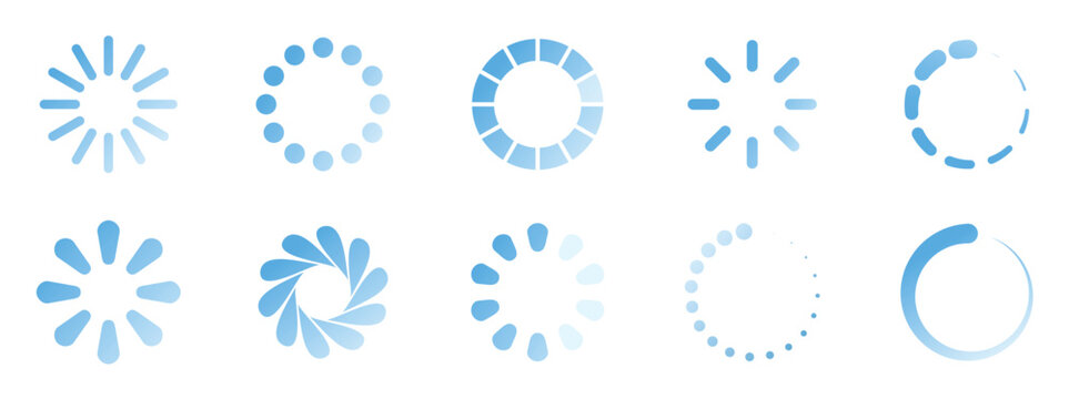 Set of loading spinner icon. Colurful loding bar icon Set. Loading Spinner Icons Collection. Vector illustration
