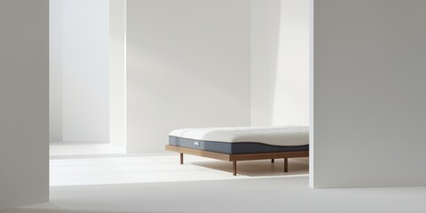 Fototapeta premium Orthopedic contemporary beds set with white backdrop