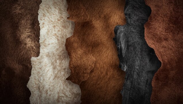 Various animal hides arranged in a textured pattern
