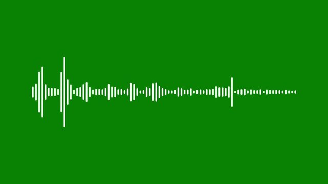 Minimalist monochrome audio wave visualizer animation on green background. waveform equalizer and visualization, 4K White Audio Waveform Spectrum Animation. Line audio wave visualization transparent.