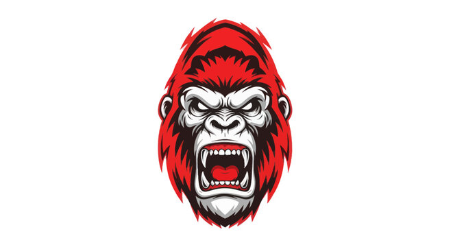 Angry gorilla face close up portrait.