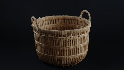Obraz premium Stylish eco friendly basket constructed from biodegradable bamboo fibers