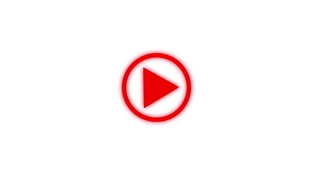 Red play button animation on white background, for digital media, and user interface,4k video.