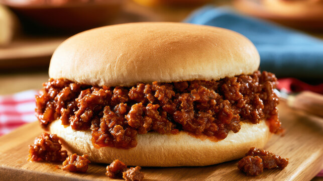 american sloppy joe burger with seasoning and ingredients